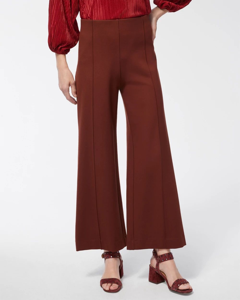 Ponte Pintuck Wide Leg Ankle Pants | Chico's